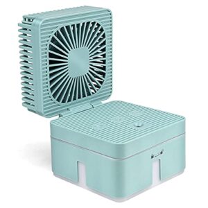 zzcc usb air circulator fan mini misting fans rechargeable fold ultra-light portable 3 speeds modes, for bedroom livingroom office (blue)