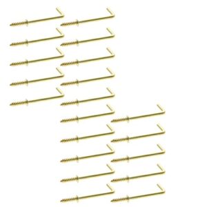 yinpecly 30pcs 70mm length copper plated self-tapping right-angle l shape screw hook for home, workplace, office gold tone
