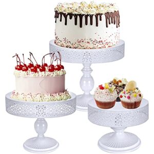 peohud 3 pack white metal cake stands, 8"/10"/12" round cupcake dessert display stand for wedding, birthday party, anniversary, gatherings, white