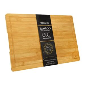 gold armour extra large bamboo cutting board - kitchen chopping board for meat cheese and vegetables, butcher block (18 x 12in)