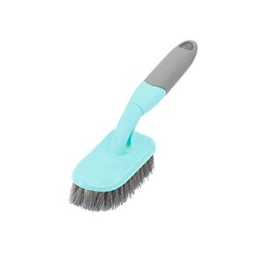 kufung bathroom scrub brush, heavy duty shower brush for cleaning, comfort grip bristle stiff scrubber brush for bathroom shower sink carpet floor (9 inch, blue)
