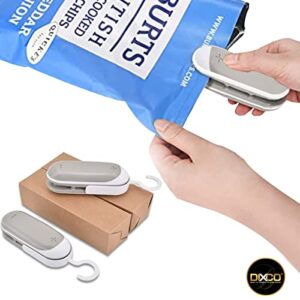 Mini Bag Sealer, Chip Bag Seal Tool, Portable Heat Vacuum Sealer, 2 in 1 Cutter and Press Packaging, Small Sealing Machine for Potato Chips, Plastic Snack Bags, Kitchen Food Storage Hand Sealers