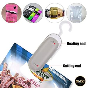 Mini Bag Sealer, Chip Bag Seal Tool, Portable Heat Vacuum Sealer, 2 in 1 Cutter and Press Packaging, Small Sealing Machine for Potato Chips, Plastic Snack Bags, Kitchen Food Storage Hand Sealers