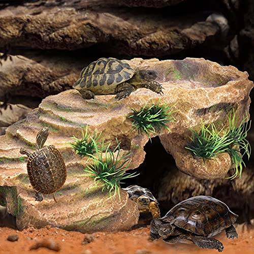 MeiMeiDa Turtles Basking Platform Tortoise Resin Dock Reptile Habitat Climbing Ornament Floating Ledge Aquarium Decoration for Small Lizards, Frogs, Snakes,Chameleon