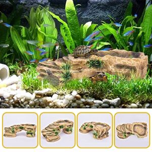 MeiMeiDa Turtles Basking Platform Tortoise Resin Dock Reptile Habitat Climbing Ornament Floating Ledge Aquarium Decoration for Small Lizards, Frogs, Snakes,Chameleon