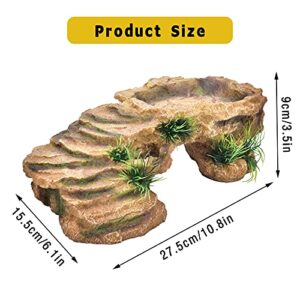 MeiMeiDa Turtles Basking Platform Tortoise Resin Dock Reptile Habitat Climbing Ornament Floating Ledge Aquarium Decoration for Small Lizards, Frogs, Snakes,Chameleon