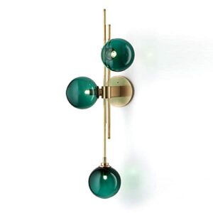 mid-century modern decorative globe wall sconce green glass wall light for living room, dining room, study room, bedroom