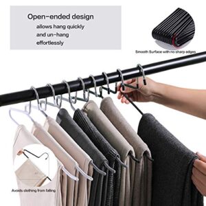 PJJXMY Pants Slack Trousers Hangers - 10 Pack, Space Saving Slim Strong and Durable Anti-Rust Chrome Metal Hangers, Open Ended Design for Easy-Slide Pant, Jeans, Skirt, Slacks Etc (Black Heavy Duty)