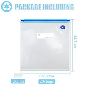 Daarcin Sous Vide Bags 20pcs 8.3x8.7in/21x22cm BPA Free Reusable Vacuum Sealer Bags Keep Food Fresh