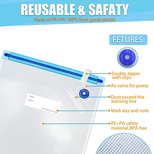 Daarcin Sous Vide Bags 20pcs 8.3x8.7in/21x22cm BPA Free Reusable Vacuum Sealer Bags Keep Food Fresh