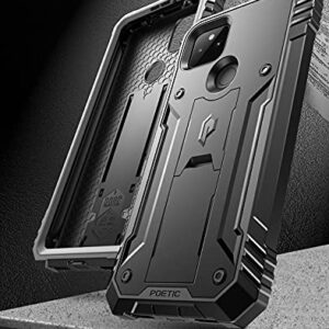 Poetic Revolution Series Case for Google Pixel 5A 5G, Full-Body Rugged Dual-Layer Shockproof Protective Cover with Kickstand and Built-in Screen Protector, Black