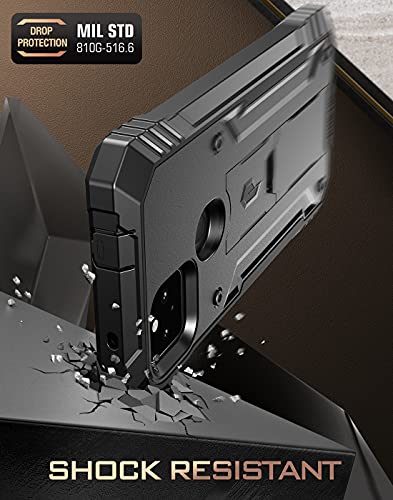 Poetic Revolution Series Case for Google Pixel 5A 5G, Full-Body Rugged Dual-Layer Shockproof Protective Cover with Kickstand and Built-in Screen Protector, Black