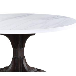 Acme Furniture Rectangular Marble Top Dining Table, White/Weathered Espresso
