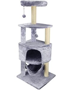 huitree cat tree with scratching post and hanging bed,grey