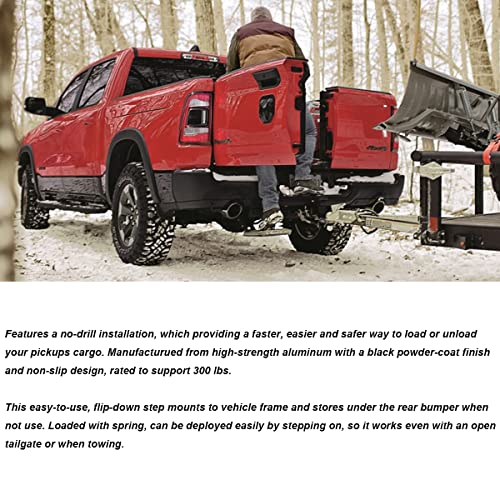 Bed Step Retractable Bumper Step for 2019-2021 Dodge Ram 1500 DT (New Body Style) Dual Exhaust Vehicles 82215289AG SSFL