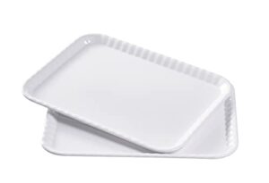 blue boat 15" x 11" rectangular serving trays set of 2 white, melamine serving platter, light weight easy to clean sturdy stackable bpa-free dishwasher safe