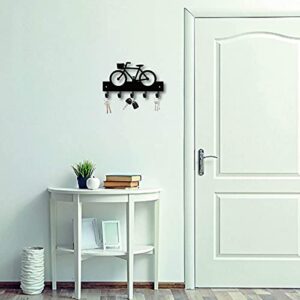 CREATCABIN Metal Key Holder Black Key Hooks Wall Mount Hanger Decor Hanging Organizer Rock Decorative with 5 Hooks Bicycle Pattern for Front Door Entryway Cabinet Towel 10.6 x 6.3 x 1.5 inches