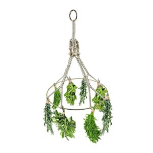 shiyode herb dryer handmade plant drier rack kit flower drying hanging holder decorative hanger with hooks for herb and spices drying, gold