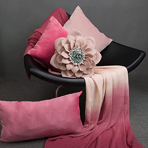 KINGROSE 3D Flower Throw Pillow Decorative Accent Pillow Round Cushion for Spring Summer Sofa Bedroom Home Decor 14 Inches Pink