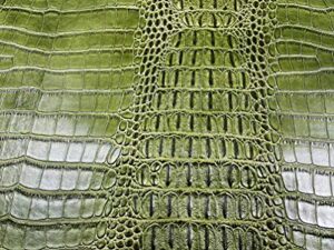 new creations fabric & foam inc, 53/54" wide gator fake leather upholstery, 3-d crocodile skin texture faux leather pvc vinyl fabric (sage, 1 yard)