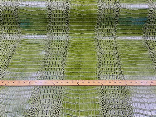 New Creations Fabric & Foam Inc, 53/54" Wide Gator Fake Leather Upholstery, 3-D Crocodile Skin Texture Faux Leather PVC Vinyl Fabric (Sage, 1 Yard)