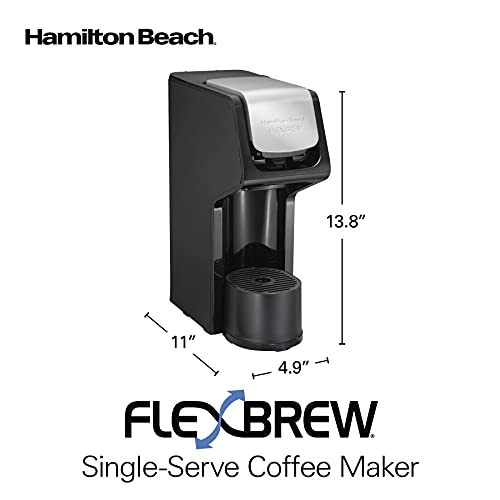 Hamilton Beach 49900 FlexBrew Single-Serve Coffee Maker Compatible with Pod Packs and Grounds, 8 ounces, Black-Fast Brewing