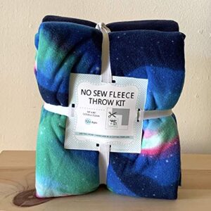 outer space *aurora borealis* anti-pill premium no-sew throw fleece fabric kit (72x60)