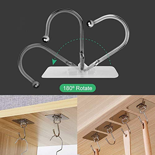 YCYBAB2J Large Adhesive Hooks, Wall Hooks for Hanging Self Adhesive Hooks Heavy Duty 30LB Max Capacity, Stainless Steel Towel Door and Coat Hooks Hanging for Kitchen, Bathroom, Home,10 Pack