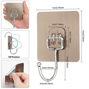 YCYBAB2J Large Adhesive Hooks, Wall Hooks for Hanging Self Adhesive Hooks Heavy Duty 30LB Max Capacity, Stainless Steel Towel Door and Coat Hooks Hanging for Kitchen, Bathroom, Home,10 Pack