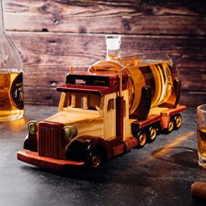 Truck Wine & Whiskey Decanter for Wine Bourbon Scotch or Whiskey Fathers Trucker Gift 1000ml 18"L by The Wine Savant - Trucker Gifts, Truck Driver Gifts, Truck Figurine for Home Bar