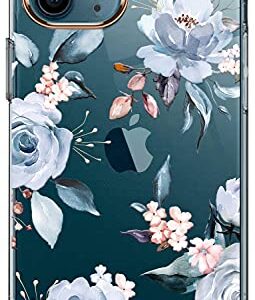 luolnh iPhone 11 Pro Case,iPhone 11 Pro Cute Case with Flowers,for Girly Women,Shockproof Clear Floral Pattern Hard Back Cover for iPhone 11 Pro 5.8 inch 2019 -Blue