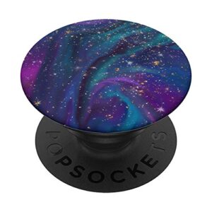 galaxy space in blue purple cyan green yellow aehp658 popsockets popgrip: swappable grip for phones & tablets