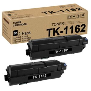 tk1162 tk-1162 1t02ry0us0 (black,2 pack) toner cartridge replacement for kyocera ecosys p2040 p2040dw p2040dn toner kit printer