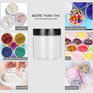 Accguan 30Pack 2oz Plastic Jar Storage Container with Black Lids Airtight Clear Wide-mouth Slime Storage Jars for Cosmetic Cream Light Clay