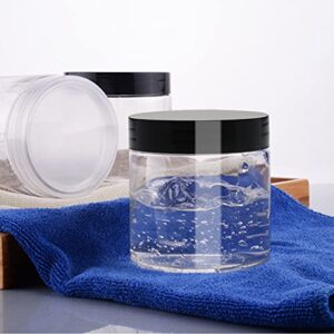 Accguan 30Pack 2oz Plastic Jar Storage Container with Black Lids Airtight Clear Wide-mouth Slime Storage Jars for Cosmetic Cream Light Clay