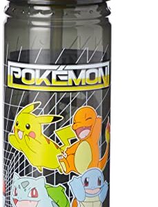 Pokemon Plastic Drinking BPA Free Water Bottle with Removable Straw, Pikachu Print, Leakproof Lid, Reusable, Lightweight, Durable Perfect for Kids & Adults-600ml, Multi, One Size