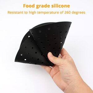Silicone Pot Holder Trivet Mats, KUFUNG Heat Resistant Table Dish Drying Mat, Hot Pads Spoon Rest, Non Slip, Flexible, Durable, Dishwasher Safe (Black, Ventilated Holes)