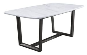 acme furniture rectangular marble top dining table, weathered gray/white