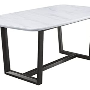 Acme Furniture Rectangular Marble Top Dining Table, Weathered Gray/White