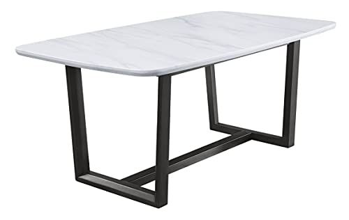 Acme Furniture Rectangular Marble Top Dining Table, Weathered Gray/White