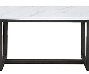 Acme Furniture Rectangular Marble Top Dining Table, Weathered Gray/White