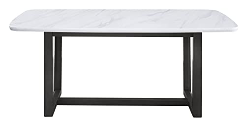 Acme Furniture Rectangular Marble Top Dining Table, Weathered Gray/White