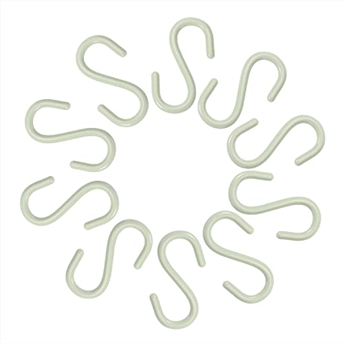 Mini Skater 2.5" Small Plastic S Shaped Hooks, Multifunctional Portable S Shape Hanging Hooks for Hanging Plants, Kitchen, Bathroom Hook Clothes S-Hooks(10Pcs,Light Green)