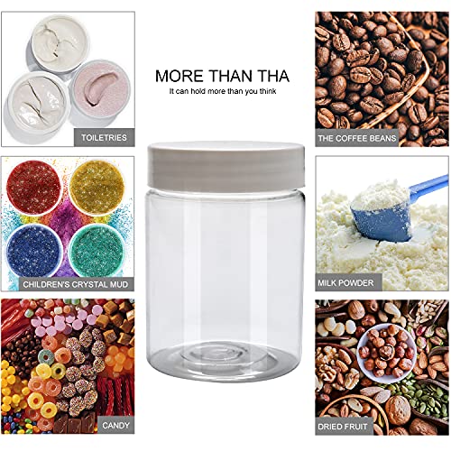 Accguan 15Pack 4oz Plastic Jar Storage Container with White Lids Airtight Clear Wide-mouth Slime Storage Jars for Cosmetic Cream Light Clay