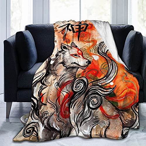 Throw Blanket Okami Amaterasu Ultra-Soft Micro Fleece Blanket for Couch Sofa Bed Living Room 60"X50"