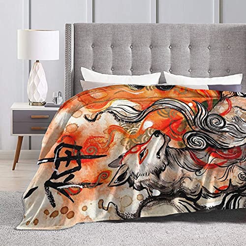 Throw Blanket Okami Amaterasu Ultra-Soft Micro Fleece Blanket for Couch Sofa Bed Living Room 60"X50"