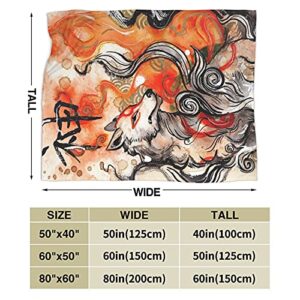 Throw Blanket Okami Amaterasu Ultra-Soft Micro Fleece Blanket for Couch Sofa Bed Living Room 60"X50"