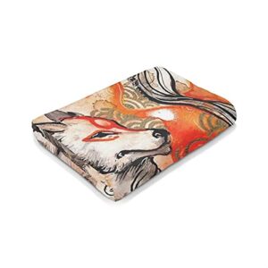 Throw Blanket Okami Amaterasu Ultra-Soft Micro Fleece Blanket for Couch Sofa Bed Living Room 60"X50"