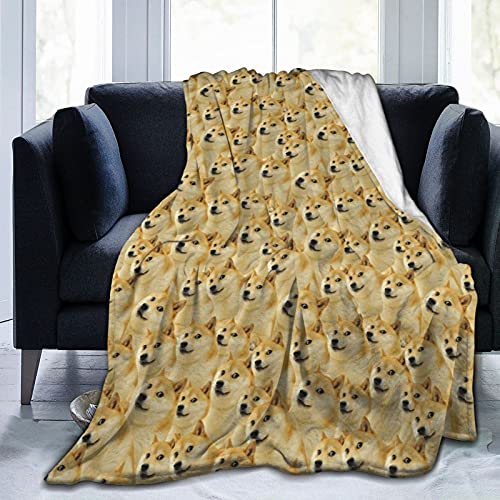 Throw Blanket Dogecoin Gold Coin Meme Ultra-Soft Micro Fleece Blanket for Couch Sofa Bed Living Room 50"X40"