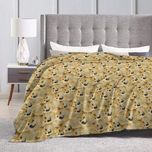 Throw Blanket Dogecoin Gold Coin Meme Ultra-Soft Micro Fleece Blanket for Couch Sofa Bed Living Room 50"X40"